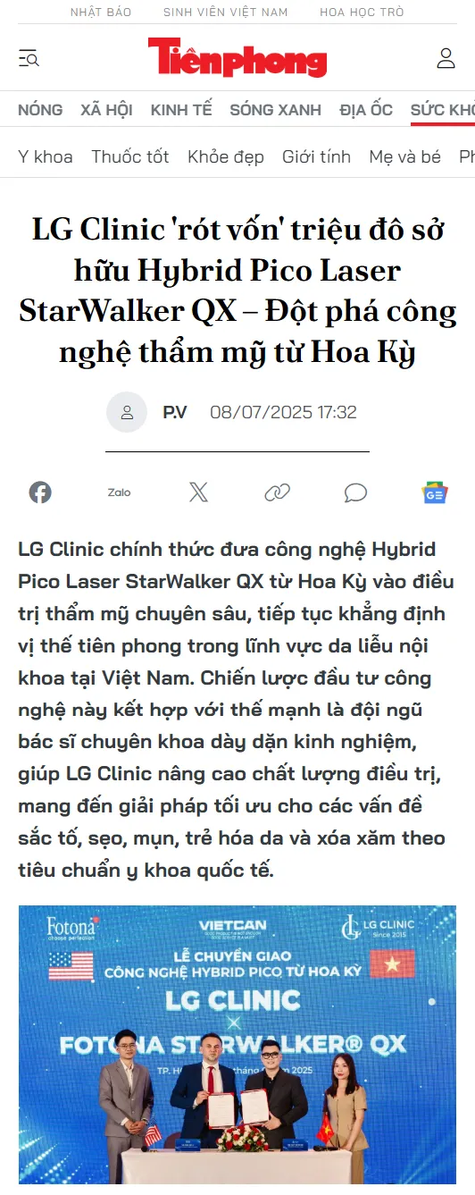 Tienphong LG Clinic rót vốn triệu đô sở hữu Hybrid Pico Laser StarWalker QX đột phá công nghệ thẩm mỹ