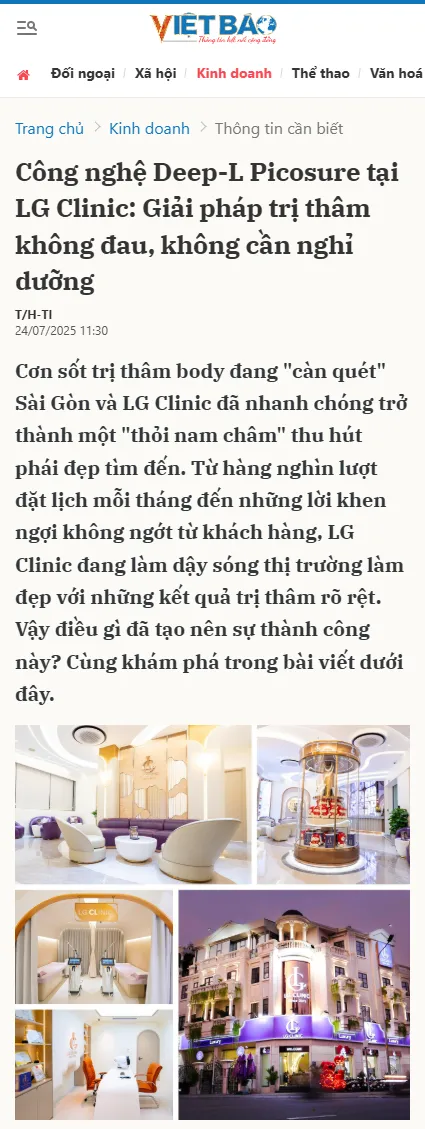 Vietbao công nghệ Deep L Picosure tại LG Clinic giải pháp trị thâm không đau không cần nghỉ dưỡng
