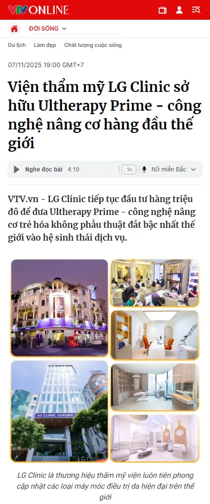 VTV.vn Viện thẩm mỹ LG Clinic sở hữu Ultherapy Prime công nghệ nâng cơ hàng đầu thế giới